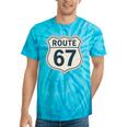 Retro Route 67 Highway Sign Vintage Road Nostalgia Premium Tri-Blend Tie-Dye T-Shirts Turquoise Tie-Dye