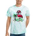 Nostalgia Holiday Tees -Adult Christmas Flamingo Small Short Sleeve Crew Neck Cotton Polyester Lightweight Ribbed Cuff Winter Tie-Dye T-Shirts Mint Tie-Dye