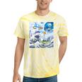 Frutiger Aero Aesthetic Tech Great Wave Of Kanagawa Fishes Raglan Baseball Tee Tie-Dye T-Shirts Yellow Tie-Dye