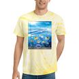 Frutiger Aero Aesthetic Tech Ocean Underwater Fishes Tie-Dye T-Shirts Yellow Tie-Dye