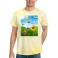 Frutiger Aero Aesthetic Tech Scenery Fishes Sunflower Tie-Dye T-Shirts Yellow Tie-Dye
