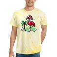 Nostalgia Holiday Tees -Adult Christmas Flamingo Small Short Sleeve Crew Neck Cotton Polyester Lightweight Ribbed Cuff Winter Tie-Dye T-Shirts Yellow Tie-Dye