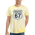 Retro Route 67 Highway Sign Vintage Road Nostalgia Tie-Dye T-Shirts Yellow Tie-Dye