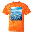 Frutiger Aero Aesthetic Tech Ocean Underwater Fishes Tie-Dye T-Shirts Orange Tie-Dye