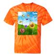 Frutiger Aero Aesthetic Tech Scenery Fishes Sunflower Raglan Baseball Tee Tie-Dye T-Shirts Orange Tie-Dye