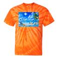 Frutiger Aero Beach Y2k Aesthetic Palm Tree Sand Ocean Tie-Dye T-Shirts Orange Tie-Dye