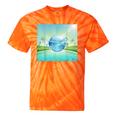 Frutiger Aero Y2k Aesthetic Palm Trees Cyber Beach World Tie-Dye T-Shirts Orange Tie-Dye