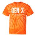Gen X Caffeine Sarcasm 90s Nostalgia Men Women Graphic Tie-Dye T-Shirts Orange Tie-Dye