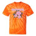 Nostalgia 80s 90s Retro Style Graphics Rose Pink Flower Tie-Dye T-Shirts Orange Tie-Dye