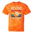 Pluto Never Forget Space Nostalgia Astronomy Humor Tie-Dye T-Shirts Orange Tie-Dye