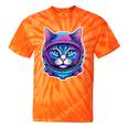 Retro 80s Cat In Space Suit Nostalgia Cat Vintage Astronaut Tie-Dye T-Shirts Orange Tie-Dye