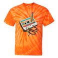 Vintage Cassette Tape And Pencil Nostalgia Party 70s 80s 90s Premium Tie-Dye T-Shirts Orange Tie-Dye