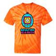 Women's Adulting Is A Myth Retro Pixel Pet Nostalgia Millennials Tie-Dye T-Shirts Orange Tie-Dye
