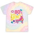 80's Girl Roller Skates Skating Eighties 1980s Nostalgia Tie-Dye T-Shirts Hazy Rainbow Tie-Dye