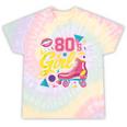 80's Girl Roller Skates Skating Eighties 1980s Nostalgia Tie-Dye T-Shirts Hazy Rainbow Tie-Dye