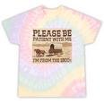 Boomer Millennial Please Be Patient I'm From The 1900s Premium Tie-Dye T-Shirts Hazy Rainbow Tie-Dye