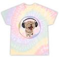 Frutiger Aero Cat Wearing Headphones Bubble 2000s Gen-Z Meme Tie-Dye T-Shirts Hazy Rainbow Tie-Dye