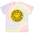 Be Kind Rewind Shirt Retro Nostalgia Sticker 80s 90s Tee Premium Tri-Blend Tie-Dye T-Shirts Hazy Rainbow Tie-Dye