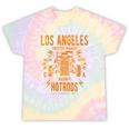 Los Angeles Hotrods Automotive Nostalgia Distressed Premium Tri-Blend Tie-Dye T-Shirts Hazy Rainbow Tie-Dye