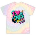I Love The 70s Retro Cassette Roller Vinyl Disco Nostalgia Premium Tri-Blend Tie-Dye T-Shirts Hazy Rainbow Tie-Dye