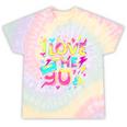 I Love The 90'S 90s Retro Nostalgia Premium Tri-Blend Tie-Dye T-Shirts Hazy Rainbow Tie-Dye