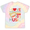 I Love 90's Music Retro Style Nostalgia Cassette 1990s Party Premium Tri-Blend Tie-Dye T-Shirts Hazy Rainbow Tie-Dye