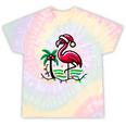 Nostalgia Holiday Tees -Adult Christmas Flamingo Small Short Sleeve Crew Neck Cotton Polyester Lightweight Ribbed Cuff Winter Tie-Dye T-Shirts Hazy Rainbow Tie-Dye