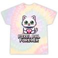 Pixel Art Pet Cat Y2K Retro Vintage Digital Nostalgia Tech Tie-Dye T-Shirts Hazy Rainbow Tie-Dye