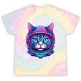 Retro 80s Cat In Space Suit Nostalgia Cat Vintage Astronaut Tie-Dye T-Shirts Hazy Rainbow Tie-Dye