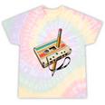 Retro Cassette Tape & Pencil Rewind Nostalgia Party 80s 90s Premium Tie-Dye T-Shirts Hazy Rainbow Tie-Dye