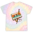 Retro Cassette Tape & Pencil Rewind Nostalgia Party 80s 90s Tie-Dye T-Shirts Hazy Rainbow Tie-Dye