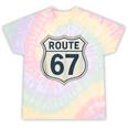Retro Route 67 Highway Sign Vintage Road Nostalgia Tie-Dye T-Shirts Hazy Rainbow Tie-Dye Retro Route 67 Highway Sign Vintage Road Nostalgia Tie-Dye T-Shirts Hazy Rainbow Tie-Dye