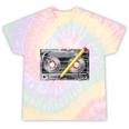 Rewind Cassette Tape Nostalgia 80s 90s Retro Music Lover Tie-Dye T-Shirts Hazy Rainbow Tie-Dye