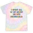 I Spent All My Money On 90's Memorabilia Nostalgia & Retro Premium Tri-Blend Tie-Dye T-Shirts Hazy Rainbow Tie-Dye
