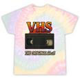VHS Tape Nostalgia Old School Technology Humor Premium Tie-Dye T-Shirts Hazy Rainbow Tie-Dye