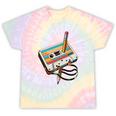 Vintage Cassette Tape And Pencil Nostalgia Party 70s 80s 90s Premium Tie-Dye T-Shirts Hazy Rainbow Tie-Dye