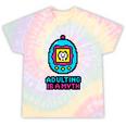 Women's Adulting Is A Myth Retro Pixel Pet Nostalgia Millennials Tie-Dye T-Shirts Hazy Rainbow Tie-Dye