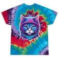 Retro 80s Cat In Space Suit Nostalgia Cat Vintage Astronaut Tie-Dye T-Shirts Festival Tie-Dye