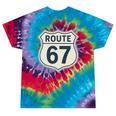 Retro Route 67 Highway Sign Vintage Road Nostalgia Premium Tri-Blend Tie-Dye T-Shirts Festival Tie-Dye
