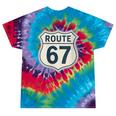 Retro Route 67 Highway Sign Vintage Road Nostalgia Tie-Dye T-Shirts Festival Tie-Dye
