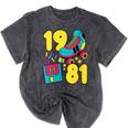 1981 Retro Raised In The 80s Old School Nostalgia Vibes Mineral Wash Tshirts Mineral Black