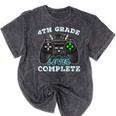 4th Grade Level Complete Gamer 4 Grade Graduation Mineral Wash Tshirts Mineral Black