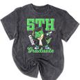 5th Grade Graduate Dinosaur Dab Graduation School Mineral Wash Tshirts Mineral Black