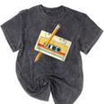 80's 90's Retro Music Party Costume Nostalgia Cassette Mineral Wash Tshirts Mineral Black