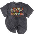 Advocate Support Empower Groovy Social Worker Graduation Mineral Wash Tshirts Mineral Black