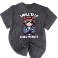 Anti Social Anxiety Mindfulness No Small Talk Introvert Cat Men Women Mineral Wash Tshirts Mineral Black