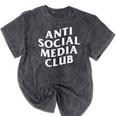 Anti Social Media Club Introverts Real Life Trendy Mineral Wash Tshirts Mineral Black