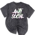 Antisocial Introvert I Hate People Antisocial Club EDM Premium Tri-Blend Mineral Wash Tshirts Mineral Black