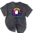 Awkward But Loyal Penguin Synthwave Vapowave Introvert Mineral Wash Tshirts Mineral Black