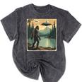 Bigfoot Sasquatch Alien Spaceship UFO Introvert Bruh Mineral Wash Tshirts Mineral Black